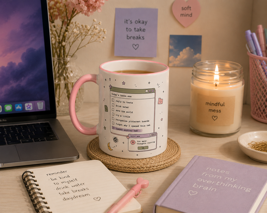Overthinking Mug – Loading Personality Coffee Cup for ADHD & Overstimulated Minds
